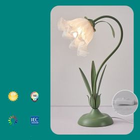 Bedside Flower Minimalist Creative Lily Of The Valley Flower Desk Lamp (Option: Green-warm light-220V US)