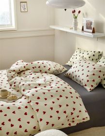 Green Polka Dot All Cotton Pure Cotton Artistic 15 M18 M Bed Four-piece Set (Option: Love Pink-1.2m three piece suit)