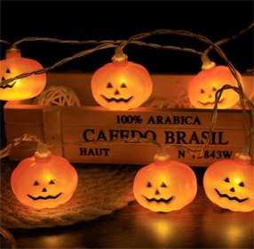 Halloween Battery Remote Control USB LED String Lights (Option: Faceted pumpkin-3meters 20lights color)