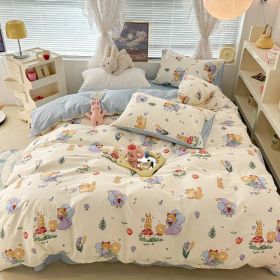 Cute Floral Rabbit Cotton Four-piece Set Pastoral Cotton Quilt Cover Bed Sheet Three-piece Set (Option: Fairy And Rabbit-15m Bed Sheet)