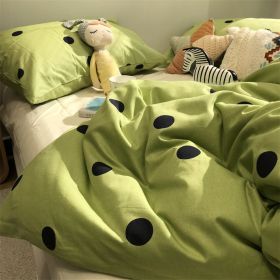 Green Polka Dot All Cotton Pure Cotton Artistic 15 M18 M Bed Four-piece Set (Option: Polka Dot Green-1.8m three piece suit)